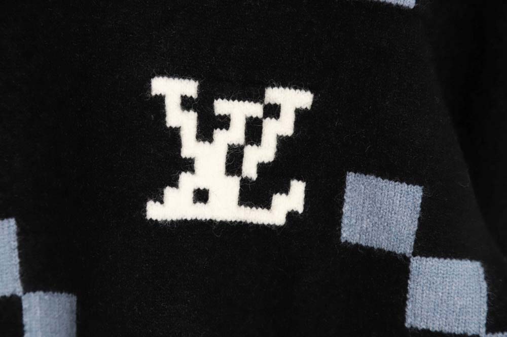 Louis Vuitton LV Louis Vuitton 23FW plaid mosaic crew neck sweater