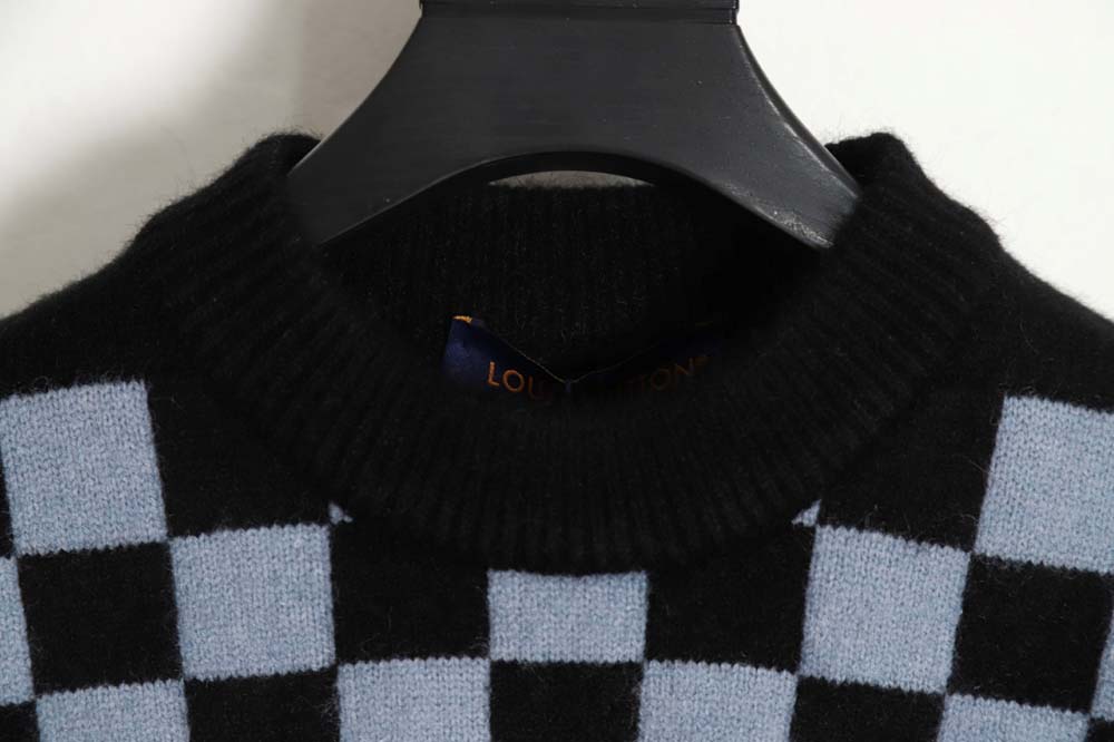 Louis Vuitton LV Louis Vuitton 23FW plaid mosaic crew neck sweater