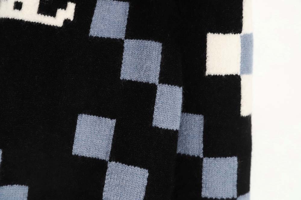 Louis Vuitton LV Louis Vuitton 23FW plaid mosaic crew neck sweater