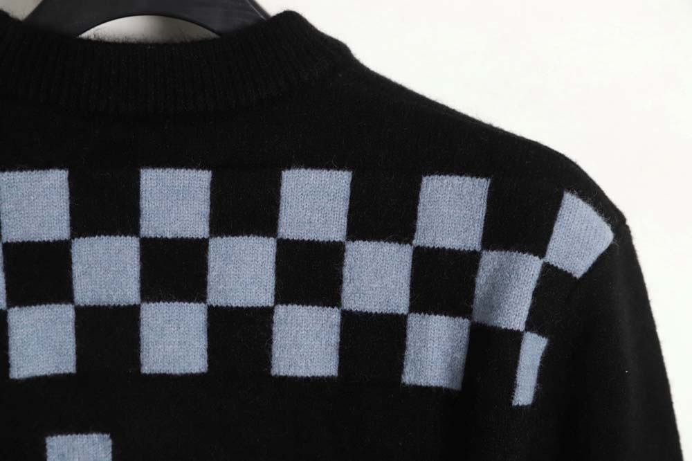Louis Vuitton LV Louis Vuitton 23FW plaid mosaic crew neck sweater
