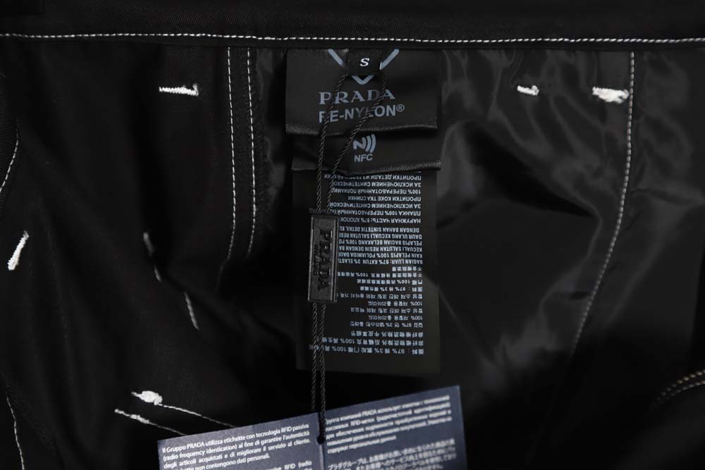 Prada PRD 23FW contrast topstitched stretch wide-leg trousers