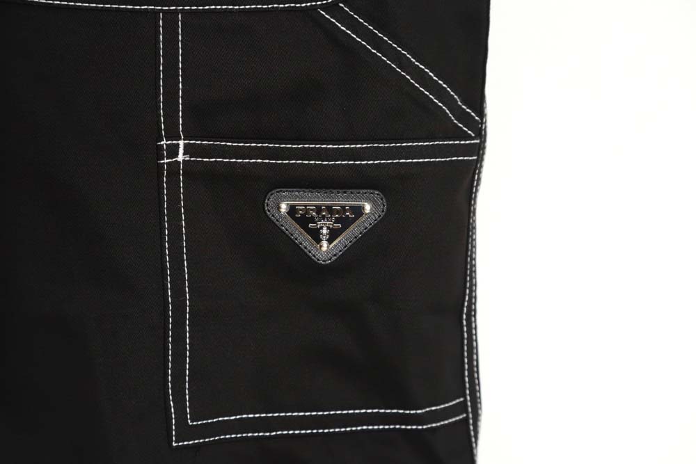 Prada PRD 23FW contrast topstitched stretch wide-leg trousers