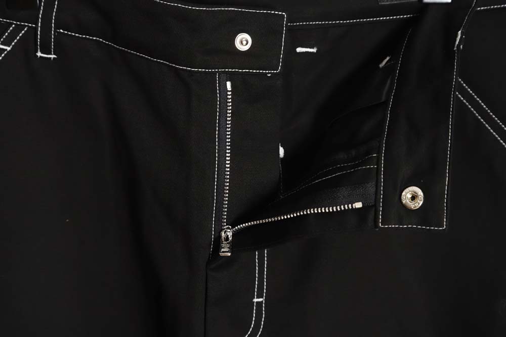 Prada PRD 23FW contrast topstitched stretch wide-leg trousers