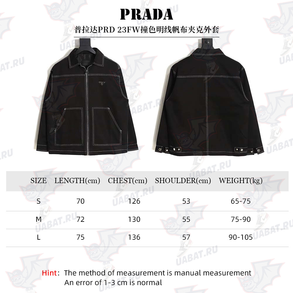 Prada PRD 23FW contrast topstitch canvas jacket