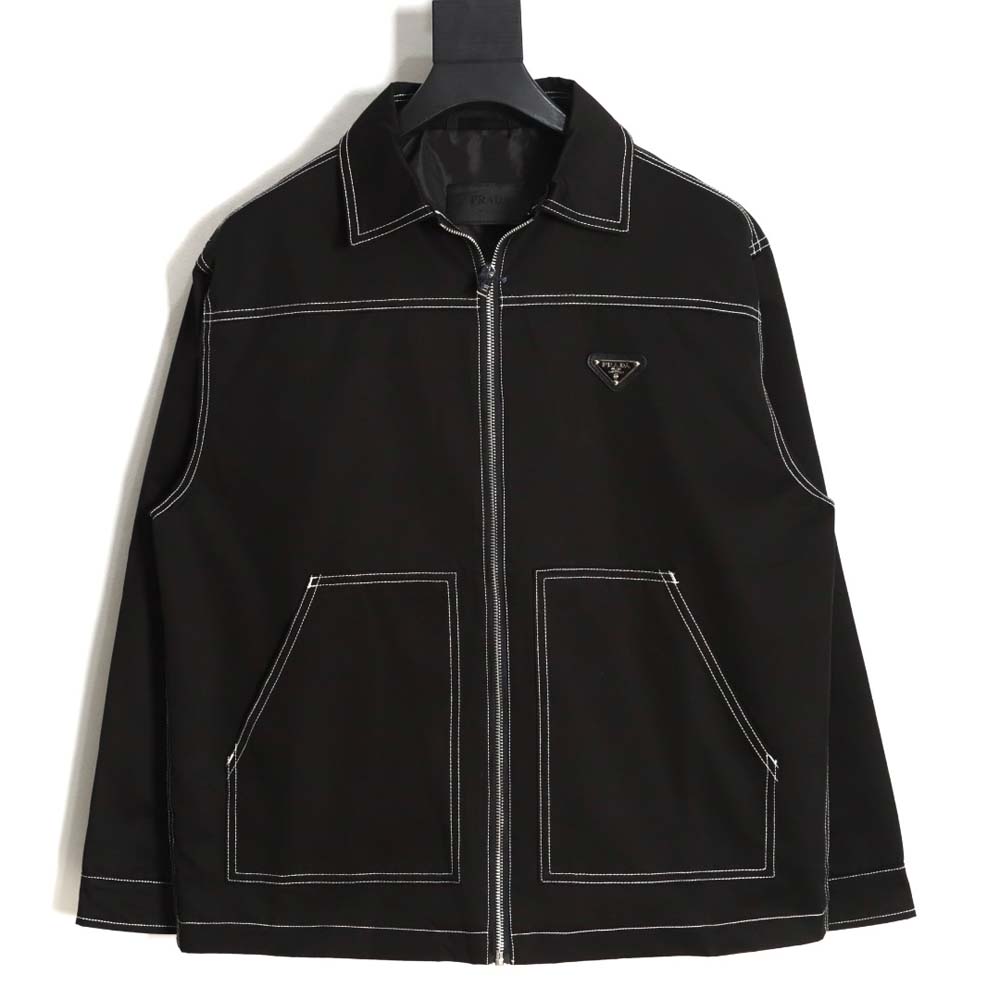 Prada PRD 23FW contrast topstitch canvas jacket