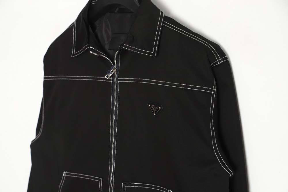 Prada PRD 23FW contrast topstitch canvas jacket