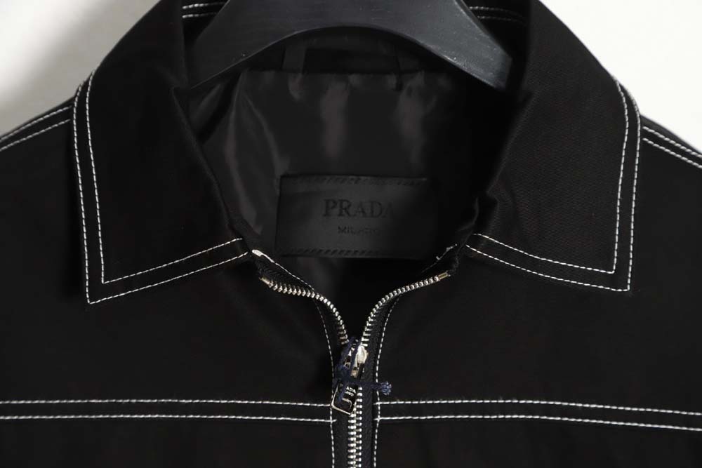 Prada PRD 23FW contrast topstitch canvas jacket