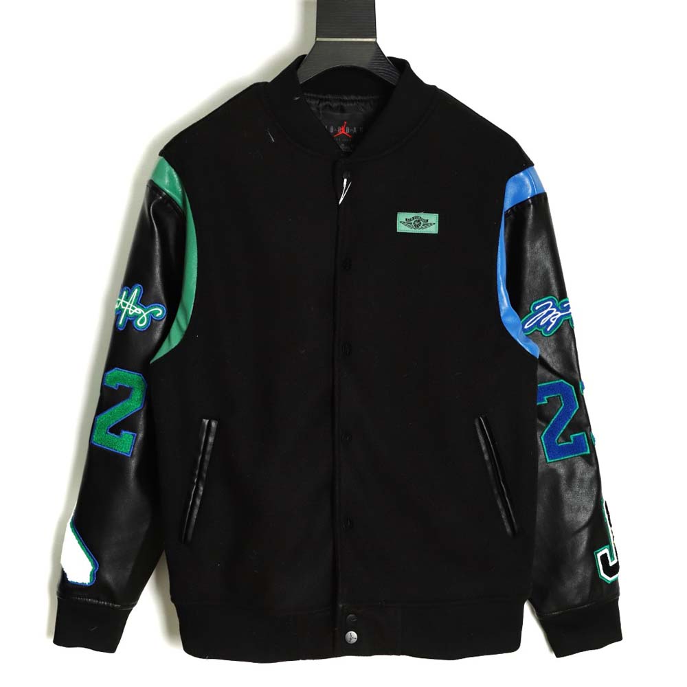 Air Jordan 21Fw co-branded terry embroidered logo baseball jacket