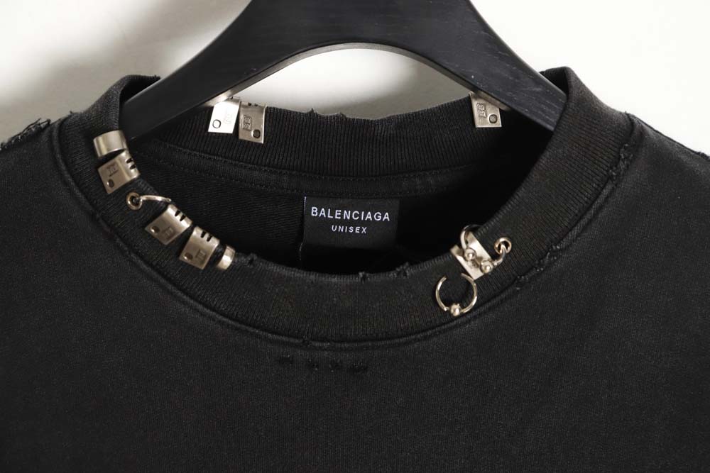 Balenciaga Balenciaga 23FW pierced buckle washed round neck sweatshirt