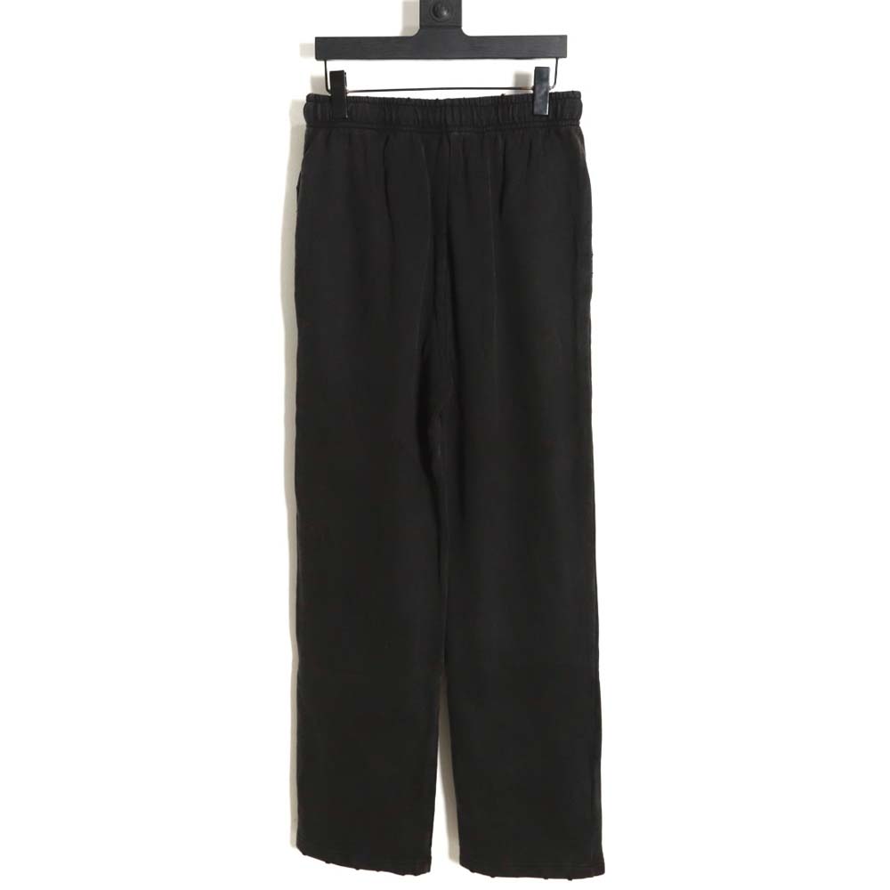 Balenciaga 23Fw signature logo embroidered vintage washed ripped trousers