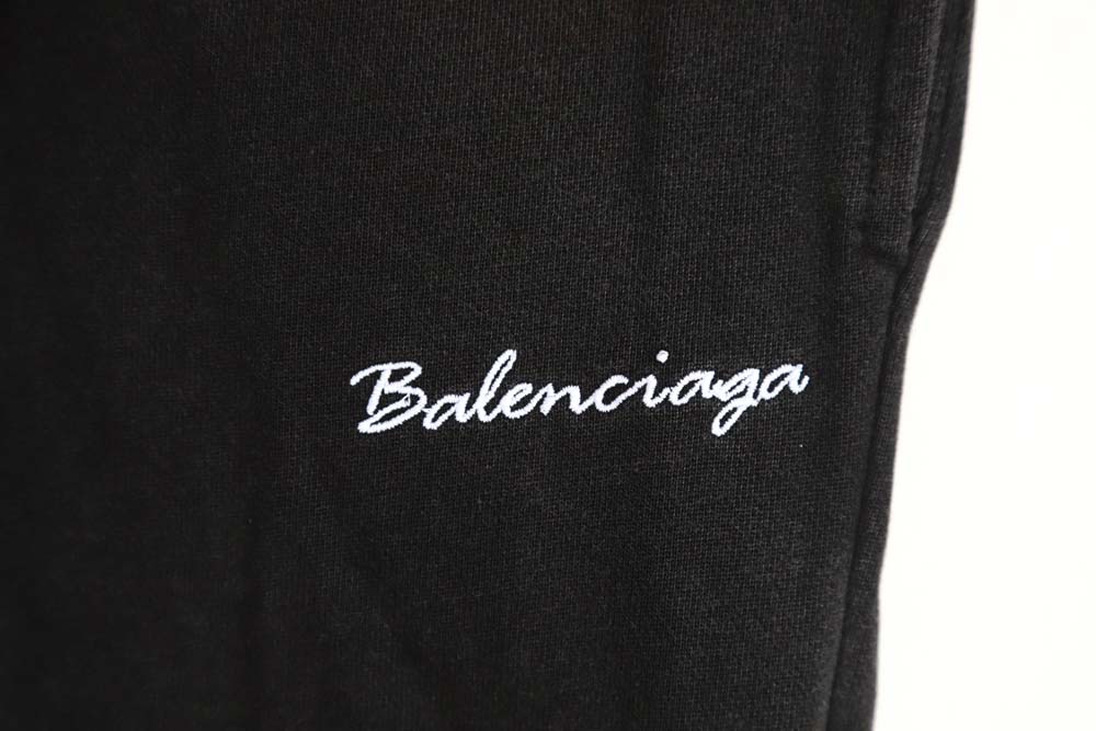 Balenciaga 23Fw signature logo embroidered vintage washed ripped trousers