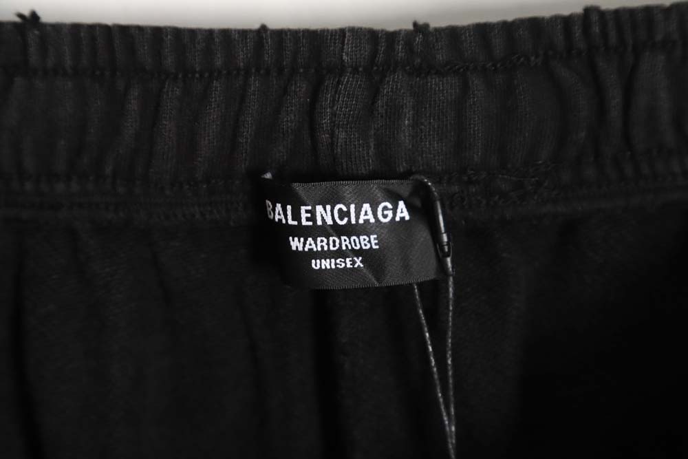 Balenciaga 23Fw signature logo embroidered vintage washed ripped trousers