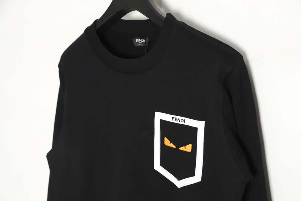 FENDI Fendi FD fake pocket monster eyes round neck sweatshirt_CM_1