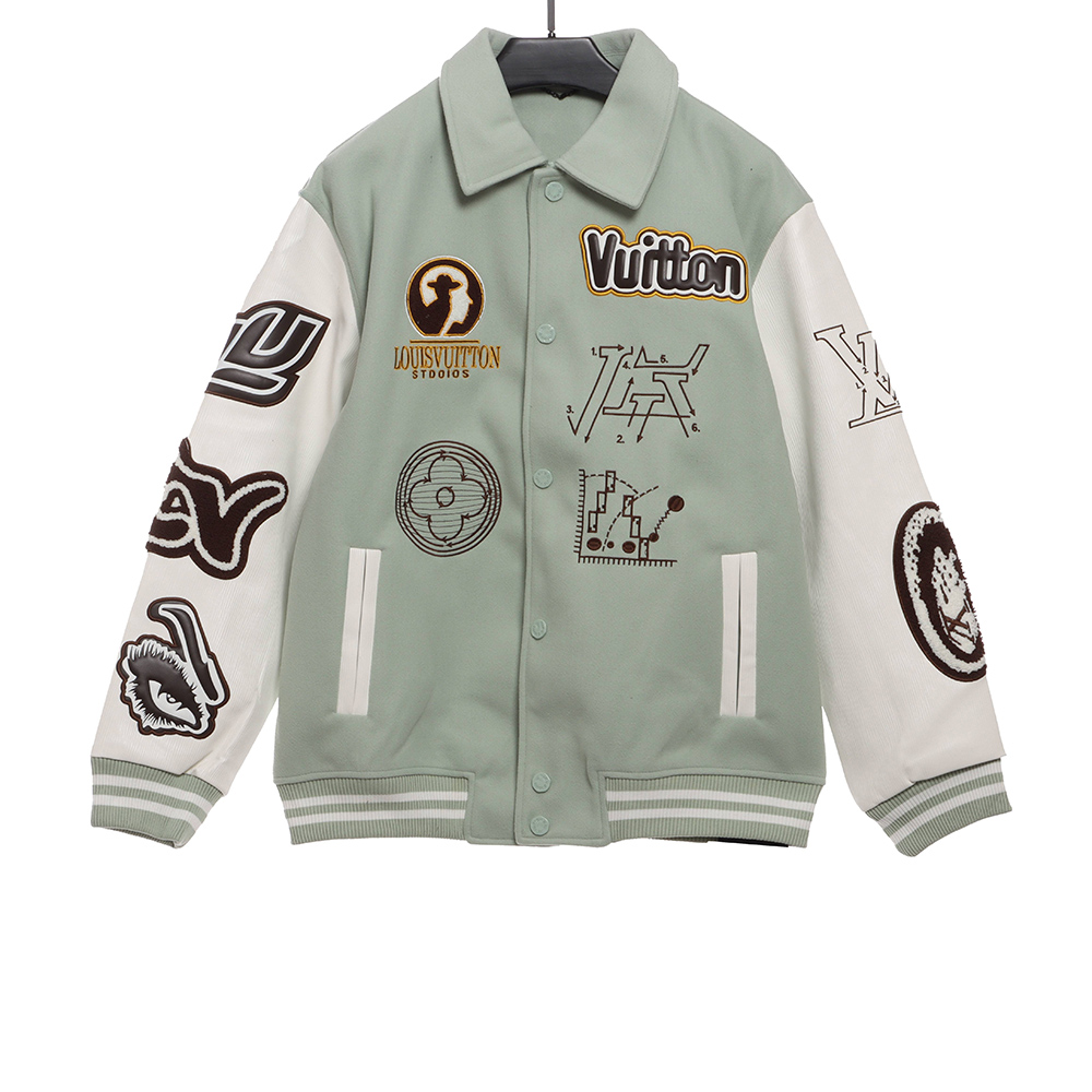 Louis Vuitton devil''s eye embroidered single-row baseball jacket