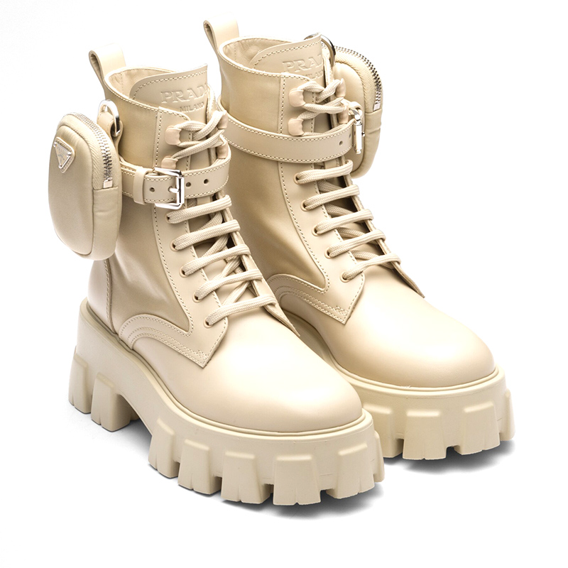 PRADA Monolith leather and Re-Nylon boots with pouch