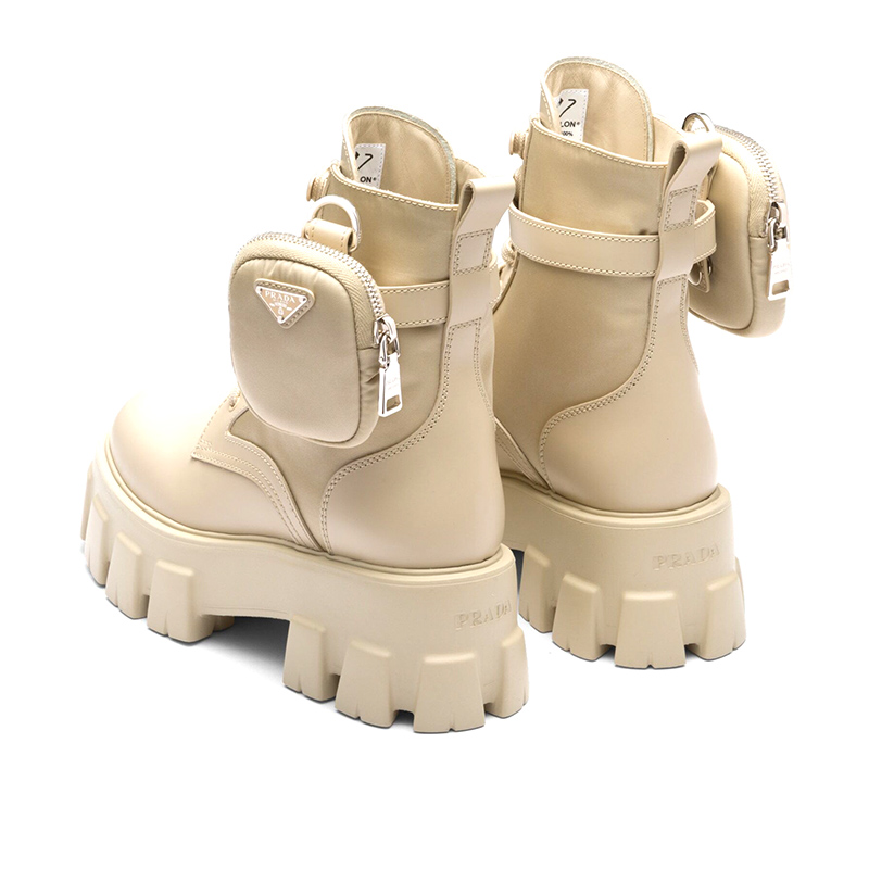 PRADA Monolith leather and Re-Nylon boots with pouch