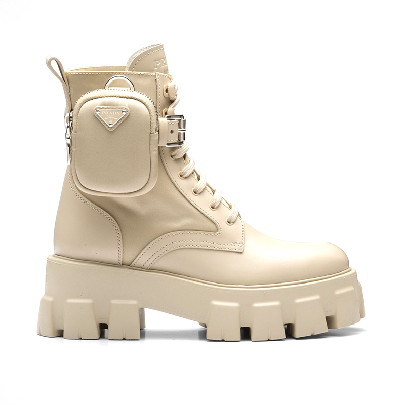 PRADA Monolith leather and Re-Nylon boots with pouch
