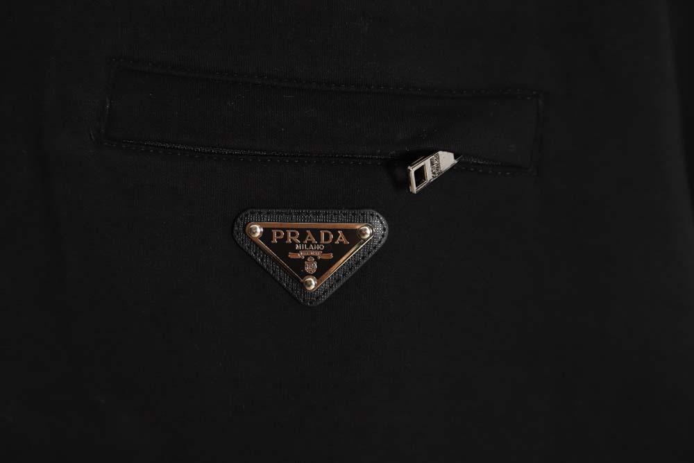 Prada 22Fw nylon patchwork triangle logo hooded sweatshirt