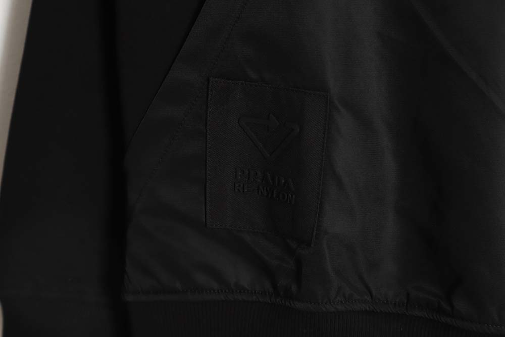 Prada 22Fw nylon patchwork triangle logo hooded sweatshirt