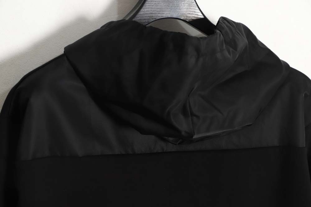Prada 22Fw nylon patchwork triangle logo hooded sweatshirt