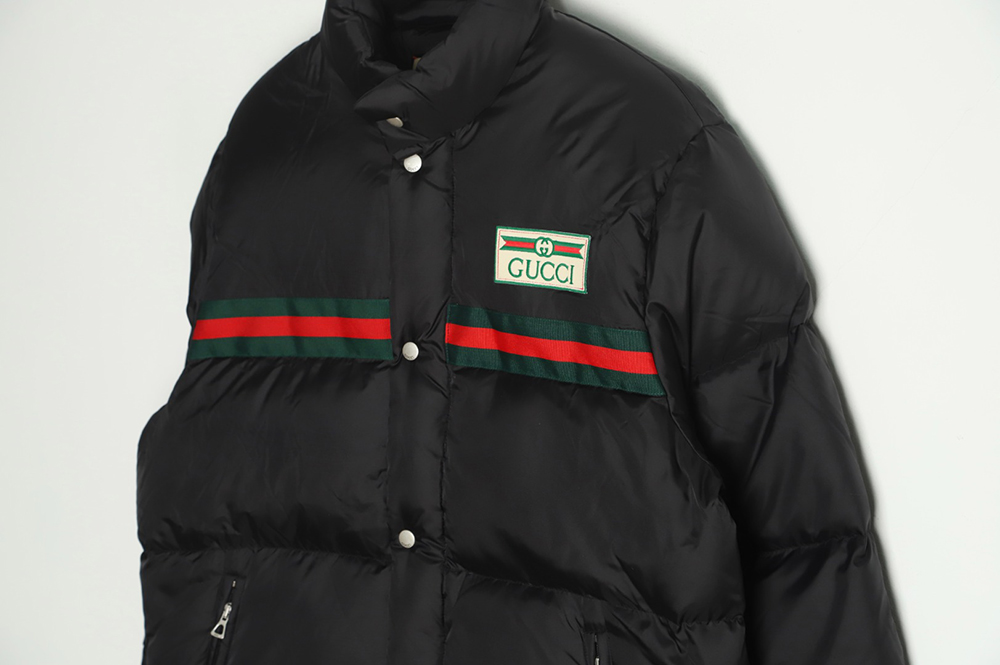 Gucci 22ss red and green webbing down jacket