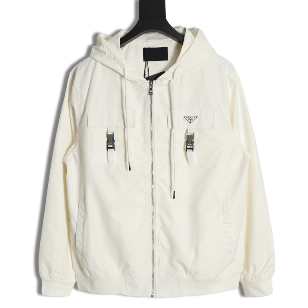 Prada 23Fw metal lock functional hooded jacket