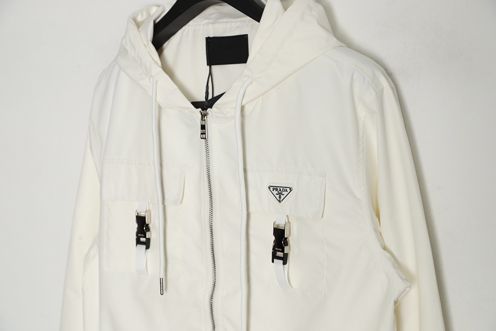 Prada 23Fw metal lock functional hooded jacket