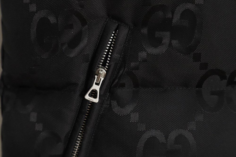 Gucci 22FW dark pattern double G printed canvas hooded down vest