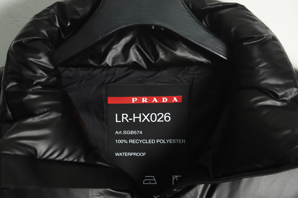 Prada red stripe logo down vest