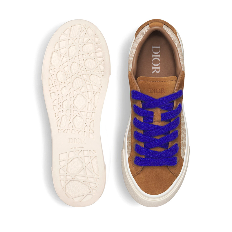 B33 SNEAKER Brown and Cream Dior Oblique Jacquard and Brown Suede