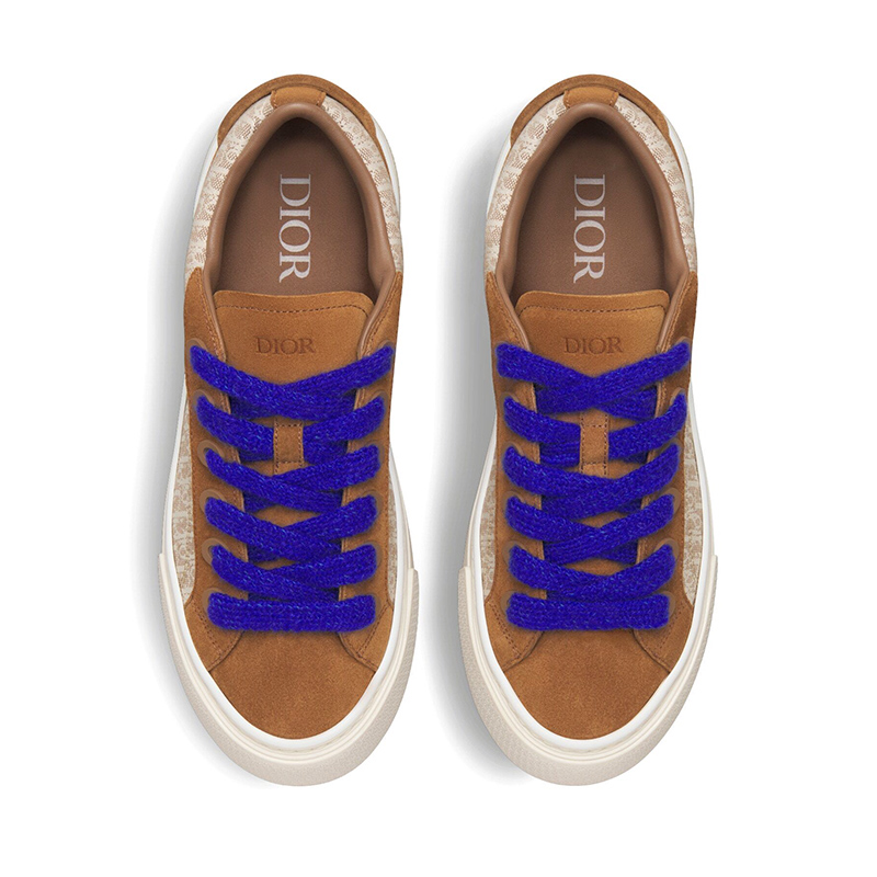 B33 SNEAKER Brown and Cream Dior Oblique Jacquard and Brown Suede