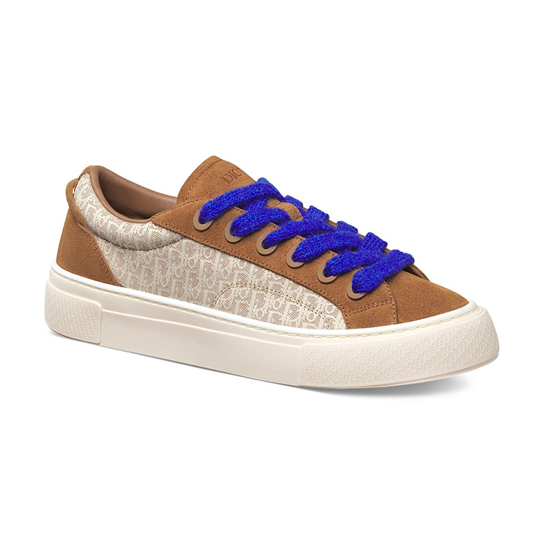 B33 SNEAKER Brown and Cream Dior Oblique Jacquard and Brown Suede