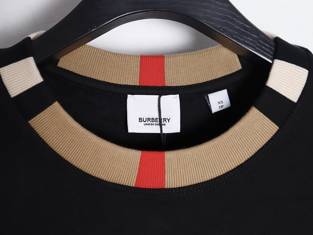 Burberry color block crew neck monogram embroidered long sleeve sweatshirt