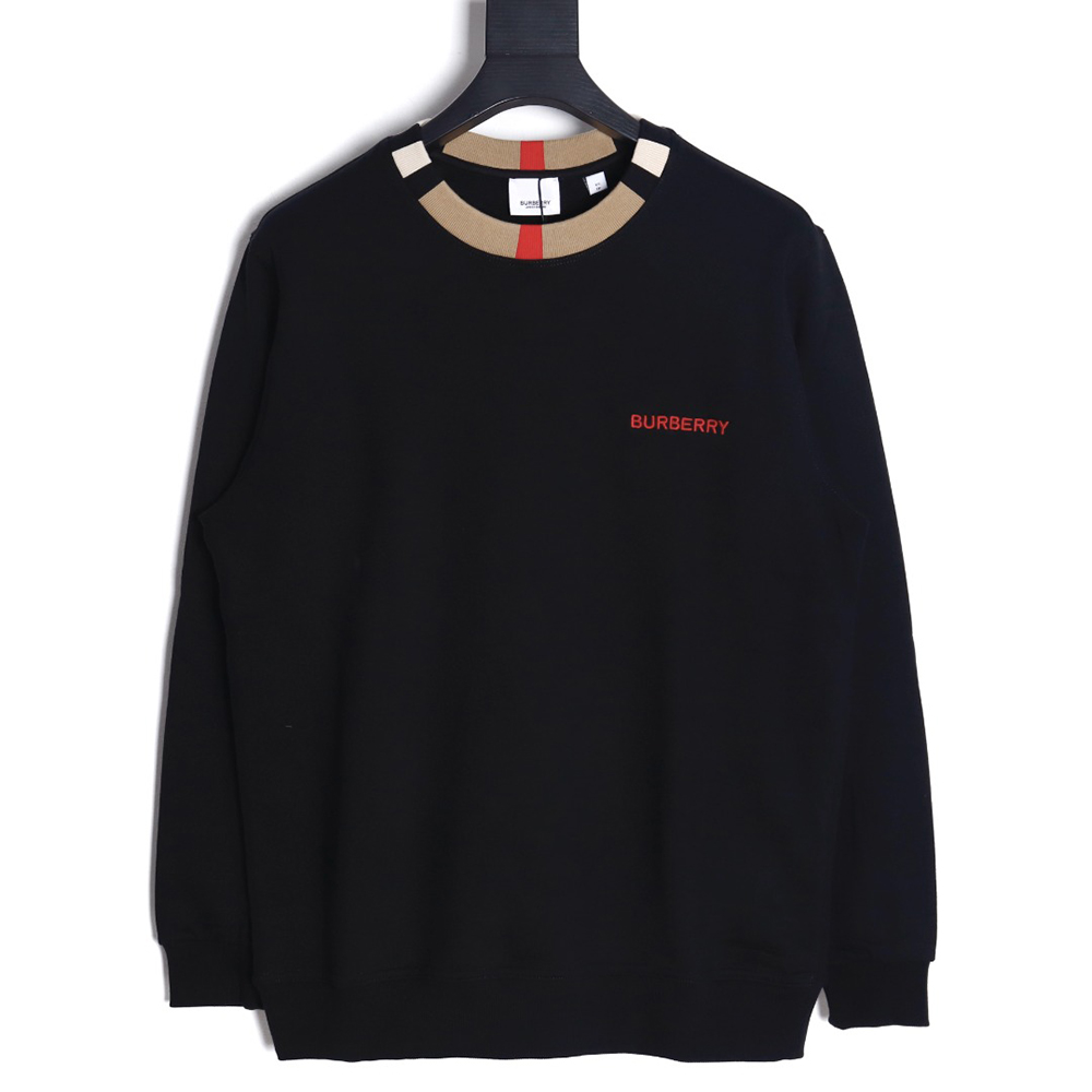 Burberry color block crew neck monogram embroidered long sleeve sweatshirt