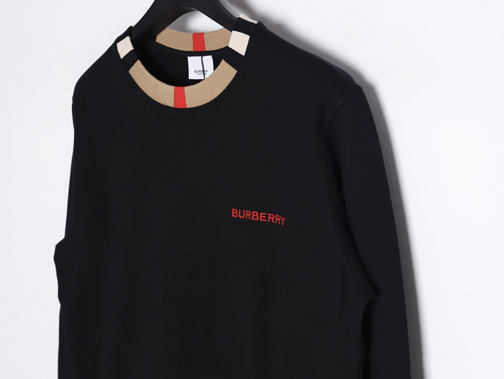 Burberry color block crew neck monogram embroidered long sleeve sweatshirt