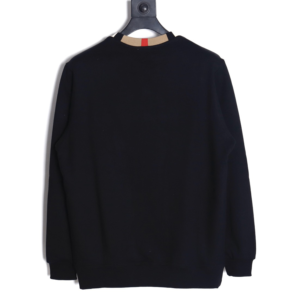 Burberry color block crew neck monogram embroidered long sleeve sweatshirt