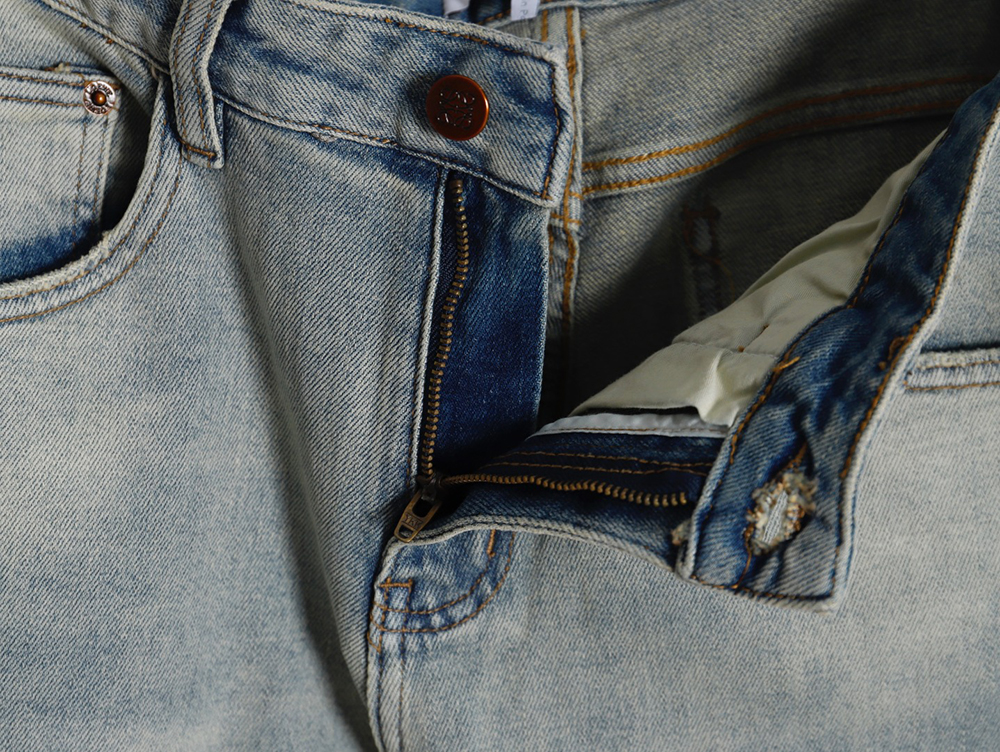 Loewe glitch style embroidered LOGO jeans
