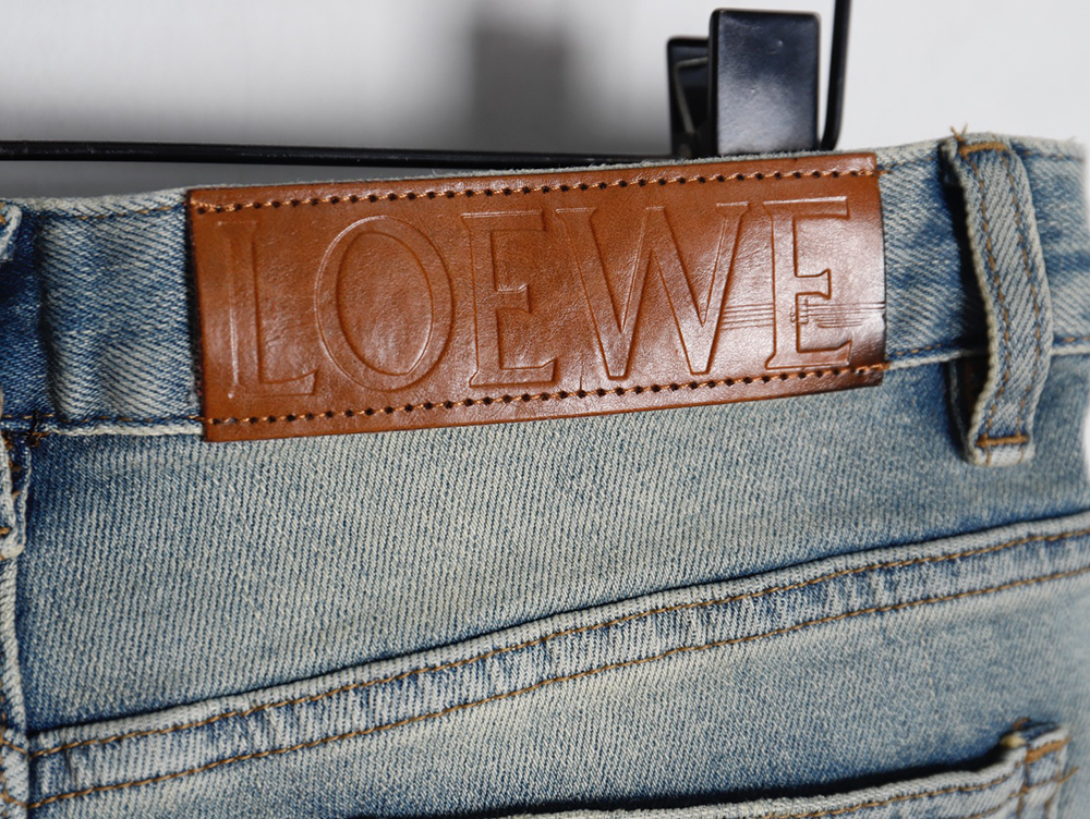 Loewe glitch style embroidered LOGO jeans