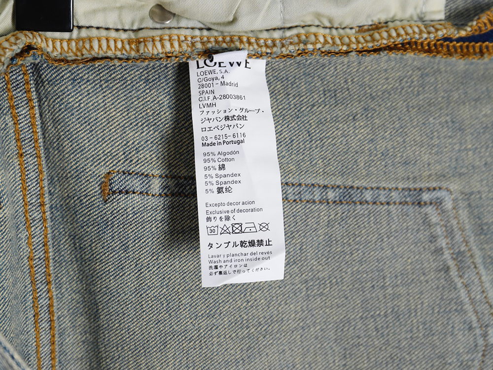 Loewe glitch style embroidered LOGO jeans