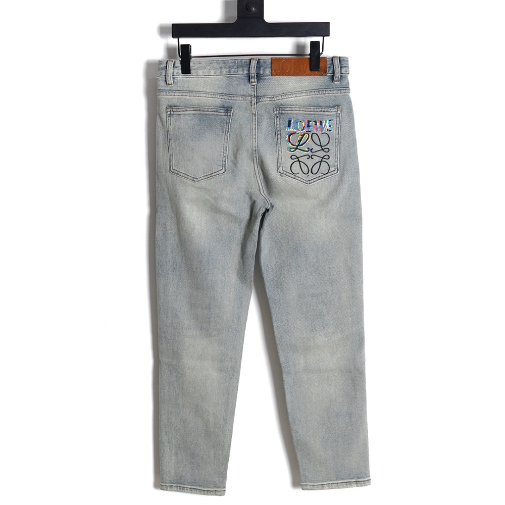 Loewe glitch style embroidered LOGO jeans