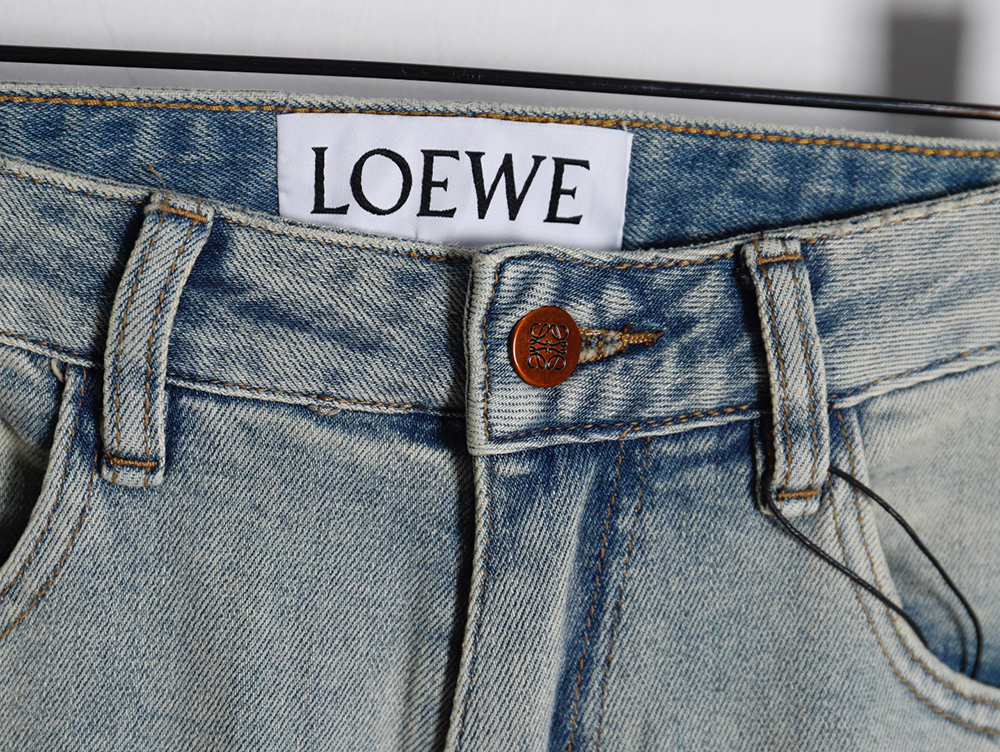 Loewe glitch style embroidered LOGO jeans