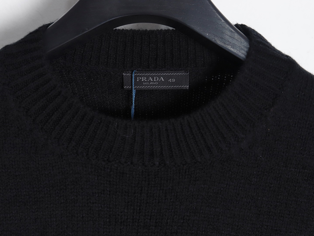 Prada 23FW machine embroidered lettering crew neck sweater