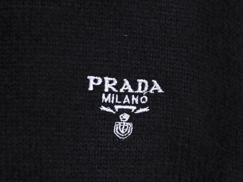 Prada 23FW machine embroidered lettering crew neck sweater