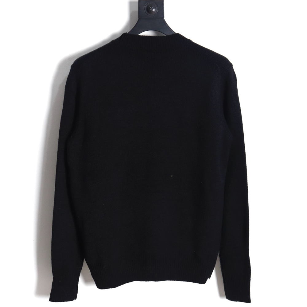 Prada 23FW machine embroidered lettering crew neck sweater