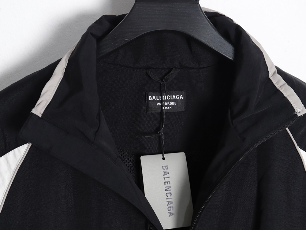 Balenciaga 23FW double-layer stitching embroidered letter jacket
