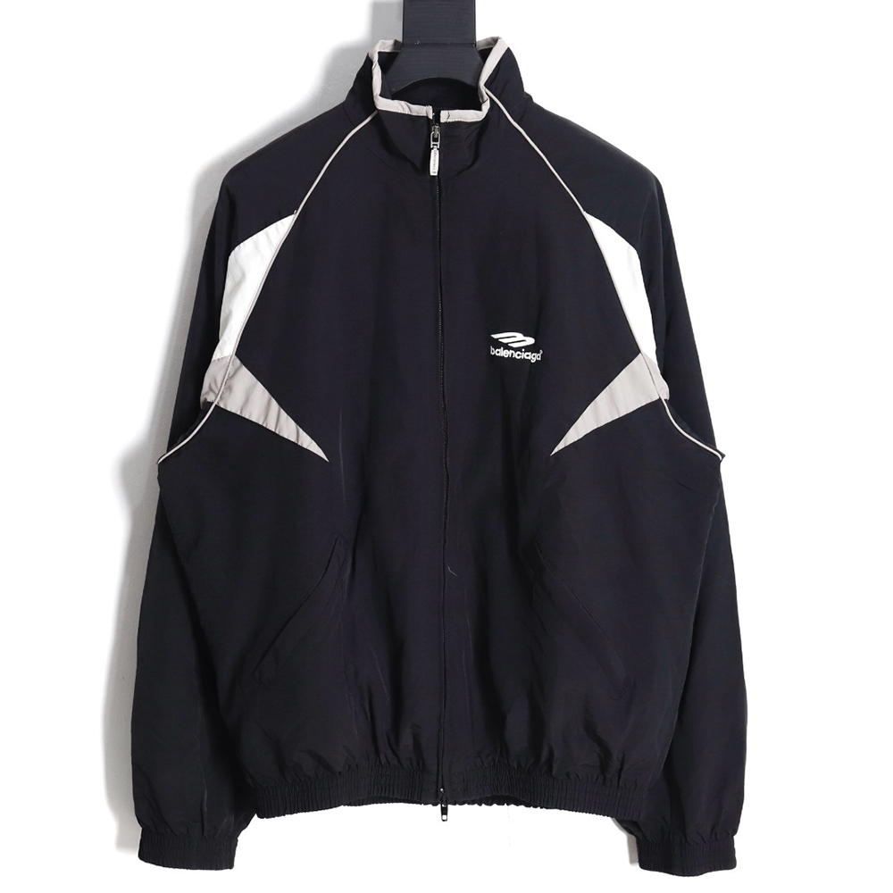 Balenciaga 23FW double-layer stitching embroidered letter jacket