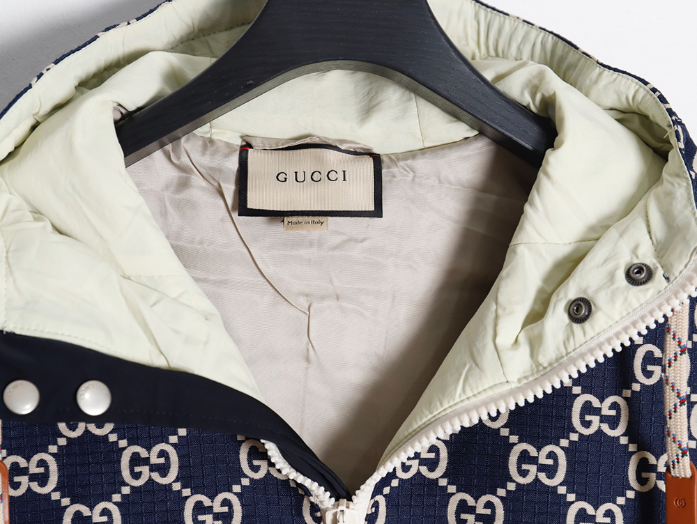 Gucci new color block sleeve detachable hooded jacket