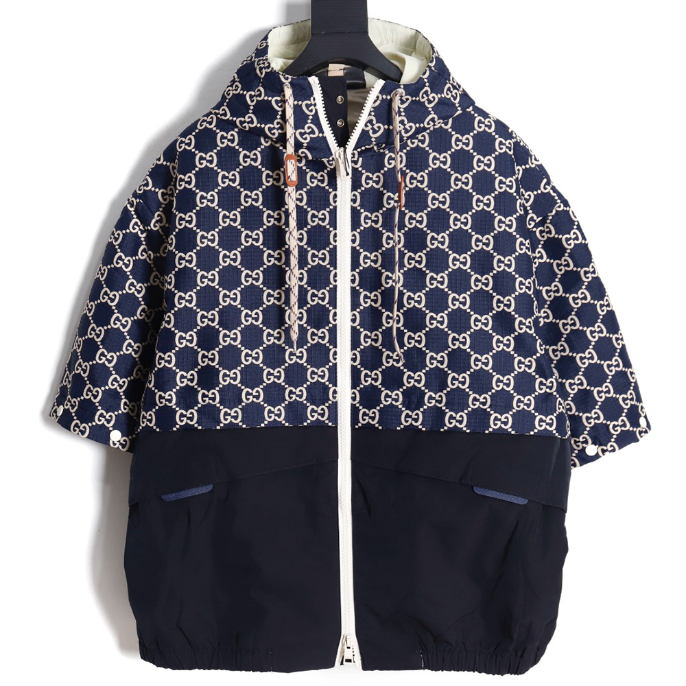 Gucci new color block sleeve detachable hooded jacket