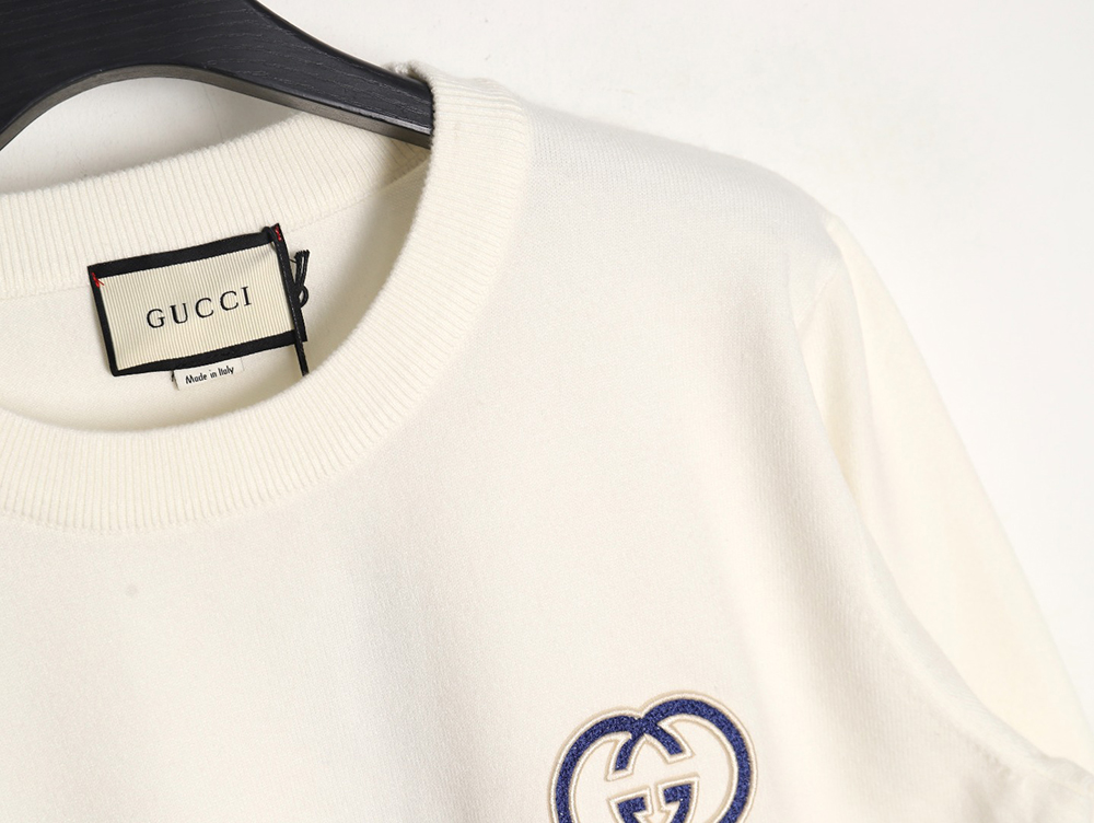 Gucci 23Fw Double G embroidered small logo knitted sweater