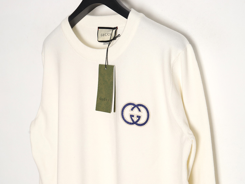 Gucci 23Fw Double G embroidered small logo knitted sweater